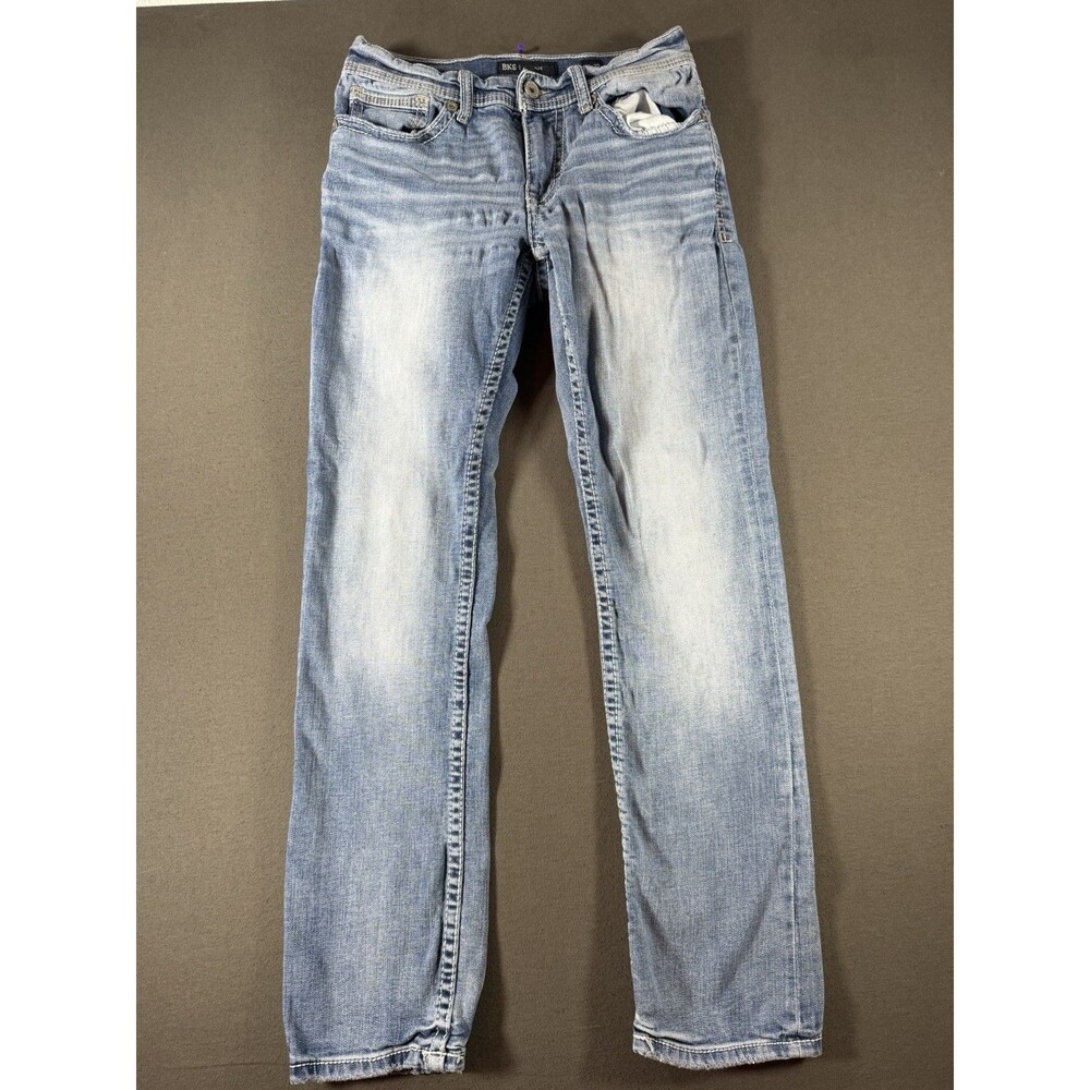 BKE Alec Jeans Mens 30x32 Blue Medium Wash Denim Whiskering Mallcore Stretch